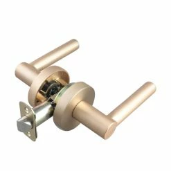 Cheap 🛒 Premier Round Rod Lever Passage Door Lock in Brushed Gold ✨