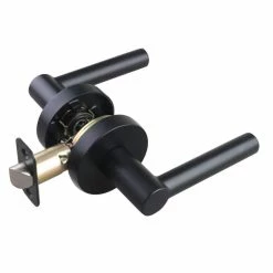 Discount 🛒 Premier Round Rod Lever Passage Door Lock in Matte Black 🛒