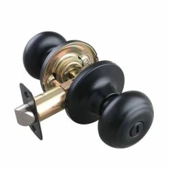 Outlet 🧨 Ridged Flat Ball Knob Privacy Door Lock in Matte Black 👏