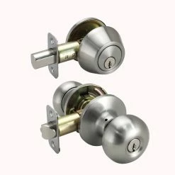 Best Pirce 🎁 Flat Ball Knob Entrance & Deadbolt Lock in Satin Nickel ✔️