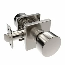 New ✔️ Shaker Knob Passage Door Lock, Square Rosette in Satin Nickel ⌛