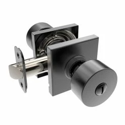 Hot Sale 😀 Shaker Knob Privacy Door Lock, Square Rosette in Matte Black 💯