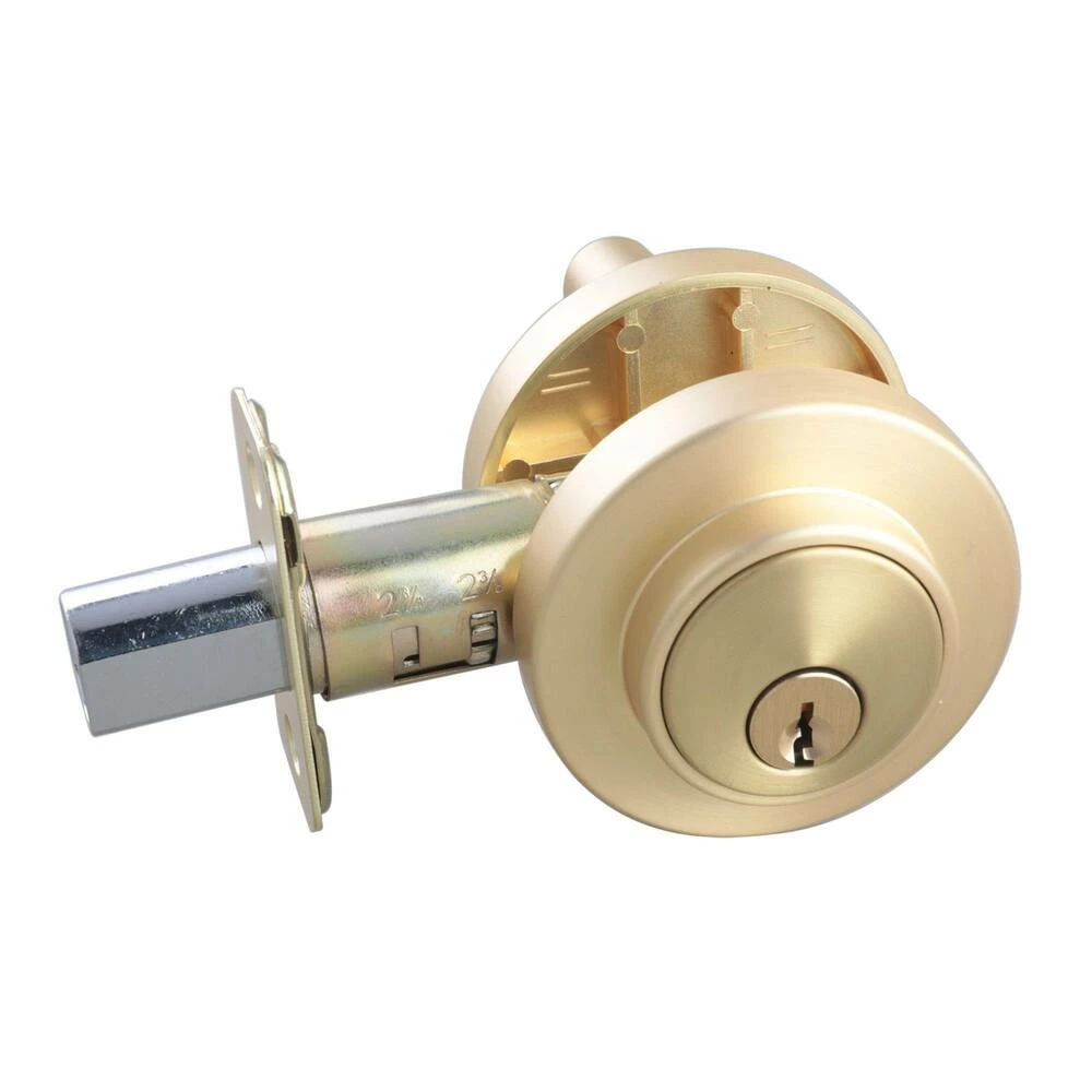 Budget 👍 Premier Round Single Cylinder Deadbolt in Brushed Gold 🔔 3 Budget 👍 Premier Round Single Cylinder Deadbolt in Brushed Gold 🔔