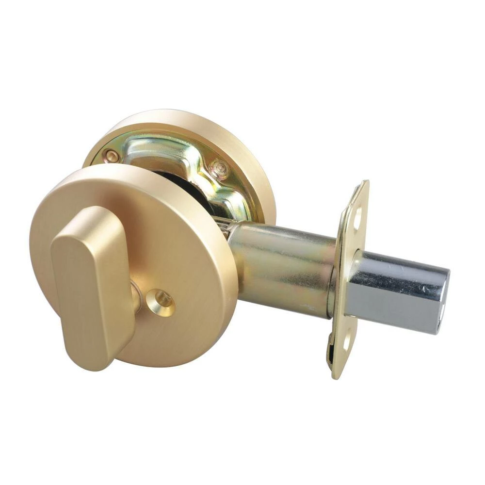Budget 👍 Premier Round Single Cylinder Deadbolt in Brushed Gold 🔔 4 Budget 👍 Premier Round Single Cylinder Deadbolt in Brushed Gold 🔔 - Image 2
