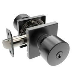 Buy 🎁 Shaker Knob Entrance Door Lock, Square Rosette in Matte Black 😍