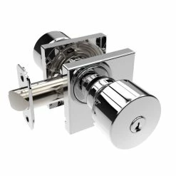Cheapest ⌛ Shaker Knob Entrance Door Lock, Square Rosette in Polished Chrome ✔️