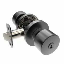 Promo 🎁 Shaker Knob Entrance Door Lock, Round Rosette in Matte Black 😀