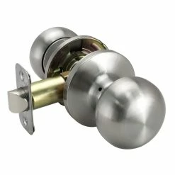 Coupon 🧨 Flat Ball Knob Passage Door Lock in Satin Nickel 😀