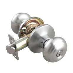 Hot Sale ✨ Ridged Flat Ball Knob Entrance Lock in Satin Nickel 🎁