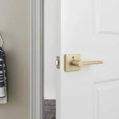Best deal ⌛ Premier Flat Bar Lever Privacy Door Lock in Brushed Gold 🔥 -Hardware Resources Sales Query 90